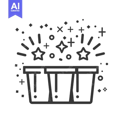 Three Containers with Stars and Confetti Exploding from the Top