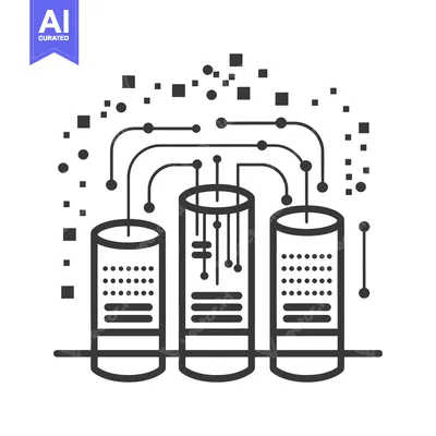 Three Cylindrical Data Containers Connected by a Network of Lines