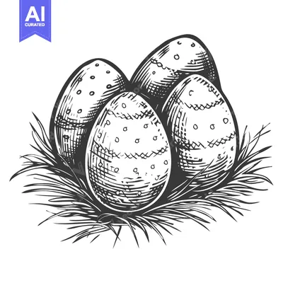 Three Decorated Easter Eggs in a Nest of Grass