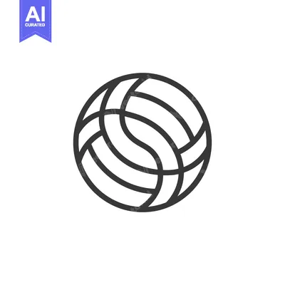 A Black and White Line Drawing of a Volleyball