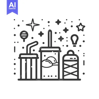 Three Drinks with Stars and a Lantern Illustration