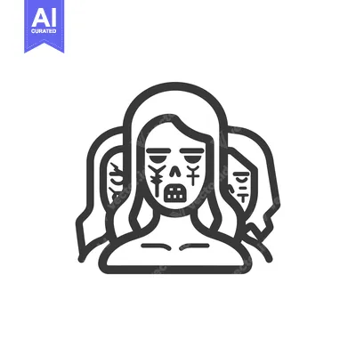 Aset premium populer: Three female figures with painted faces and tribal markings