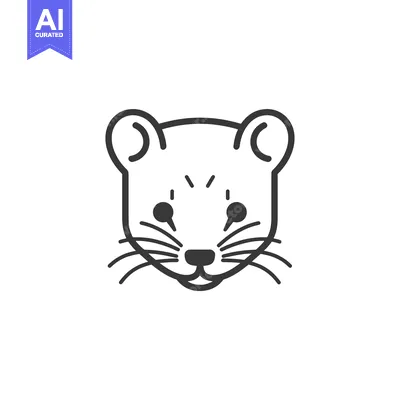 Aset premium populer: A black and white line drawing of a weasel's face