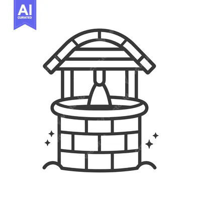 A Black and White Line Drawing of a Well