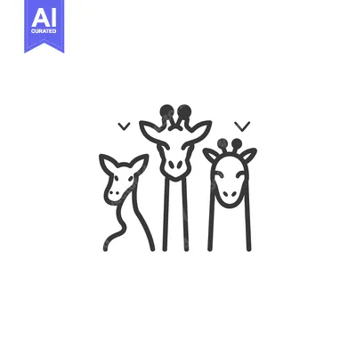 Three Giraffes with Simplified Line Art Style