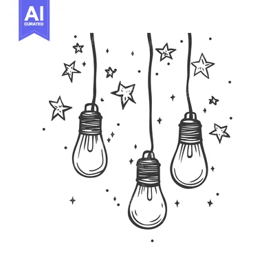 Three Hanging Light Bulbs with Stars