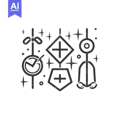 Aset premium populer: Three Hanging Ornaments with Crosses and Circles