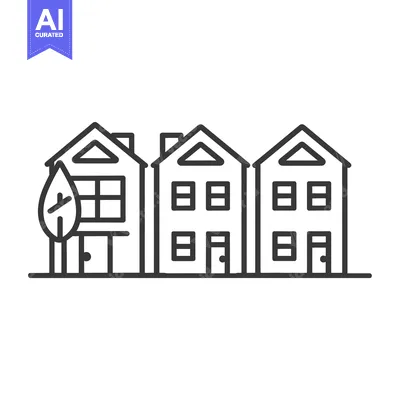 Three Houses with Windows and Doors in a Row