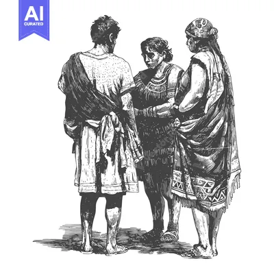 Aset premium populer: Three Indigenous People in Traditional Clothing