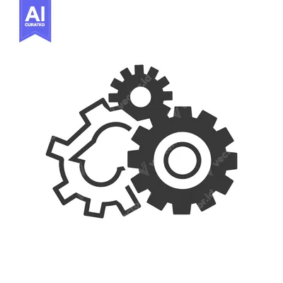 Three Interlocking Cogs, One with a Cloud Shape in its Center