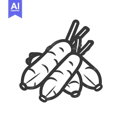 Aset premium populer: A Black and White Line Drawing of Four Carrots