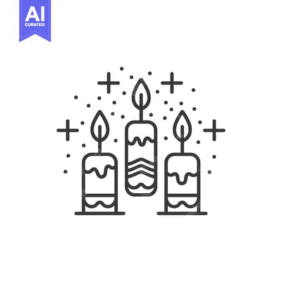 Three Lit Candles with Flames and Decorative Elements