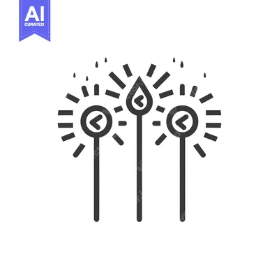 Three Lit Matches With Left Arrowheads And Sparks