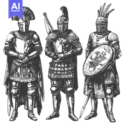 Three Medieval Knights in Full Armor Standing Together