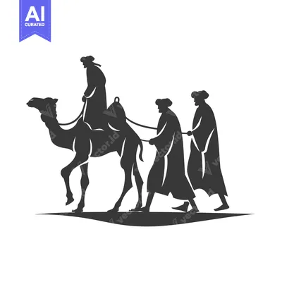 Three Men Traveling with a Camel