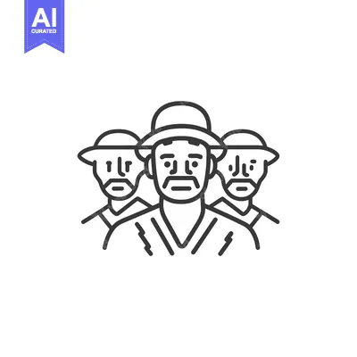 Aset premium populer: Three Men Wearing Hats With Simple Line Art Style