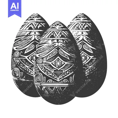 Three Ornamental Eggs with Geometric Patterns