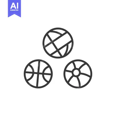 Aset desain premium: Three Outline Balls, Volleyball, Basketball, and Beach Ball