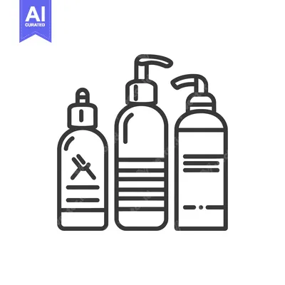 Aset premium populer: Three Outline Bottles of Liquid Soap and Lotion