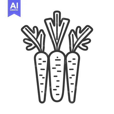 Aset premium populer: Three Outline Carrots with Green Tops