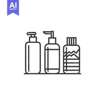 Three Outline Drawings of Bottles with Dispensers
