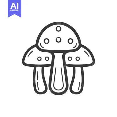 Three Outline Mushrooms with Dots on Caps
