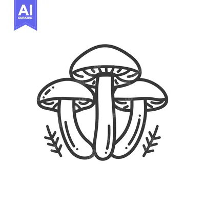 Aset premium populer: Three Outline Mushrooms with Stems and Twigs