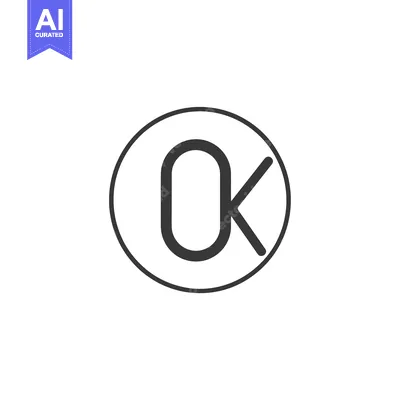 Aset premium populer: A black and white OK symbol within a circle
