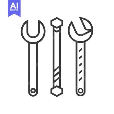 Aset premium populer: Three Outline Wrench Tools with Different Ends