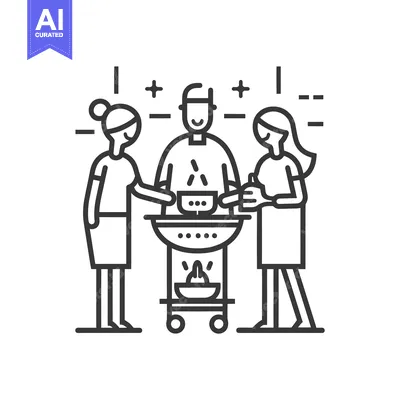Three People Enjoying a Barbecue Together