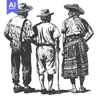 Three People in Hats Walking Together