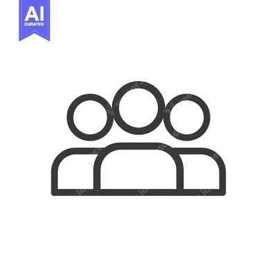 Three People Outline Icon Illustration