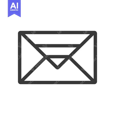 A black and white outlined icon depicting a closed envelope