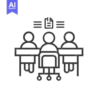 Three People Sitting at a Table with a Document Icon Above Them