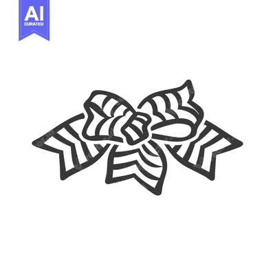 Aset desain premium: A black and white outlined illustration of a bow