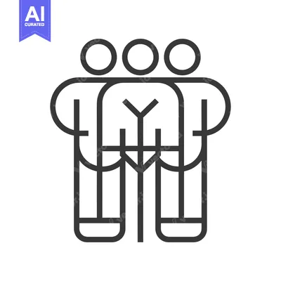 Popular premium asset: Three People Standing Together in a Line,  Depicted as a Line Art Illu