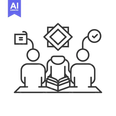 Premium design asset: Three People Studying with a Book and a Star-Shaped Icon