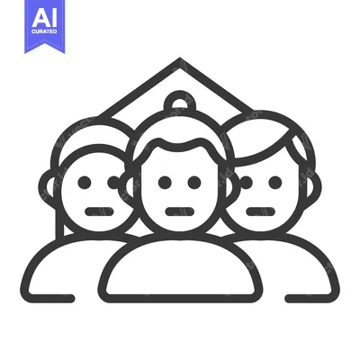 Three People Under a Roof Line Icon