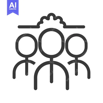 Premium design asset: Three People with a Cog Above Them, Representing Teamwork