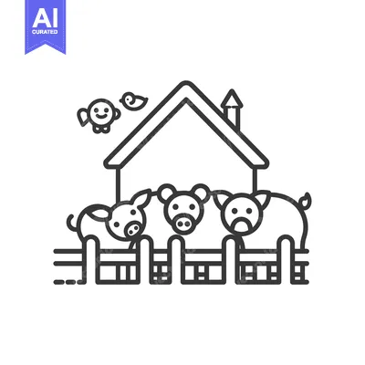 Three Pigs in a Pen with a House and a Bird