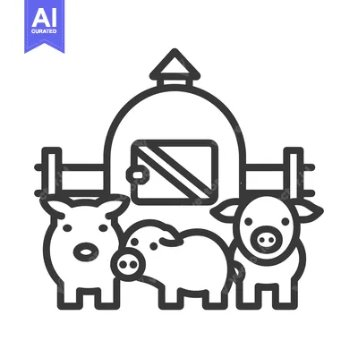 Three Pigs Standing in Front of a Barn