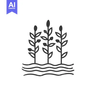 Three Plants Growing from Water