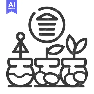 Aset premium populer: Three potted plants with a house icon above them