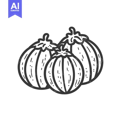 Three Pumpkins in a Line Art Style