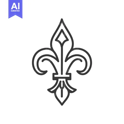 A Black and White Outline Drawing of a Fleur-de-lis