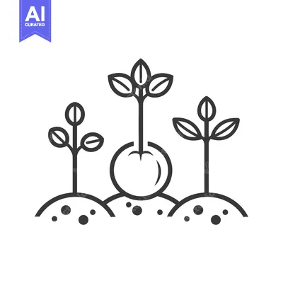 Aset desain premium: Three Seedlings Emerging From Soil