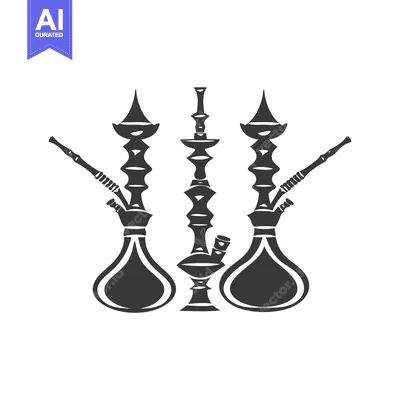 Three Silhouette Hookahs with Intricate Designs