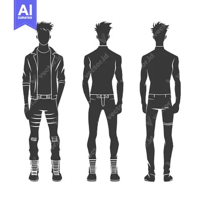 Three Silhouettes of a Man in Different Poses