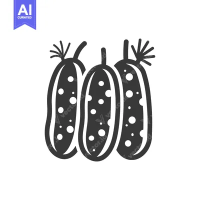 Three Simple Black and White Cucumbers with Stems