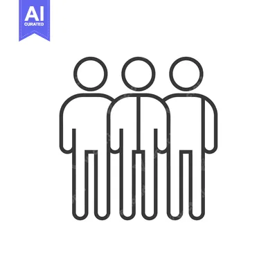 Aset premium populer: Three Simple Line Drawings of People Standing Side by Side